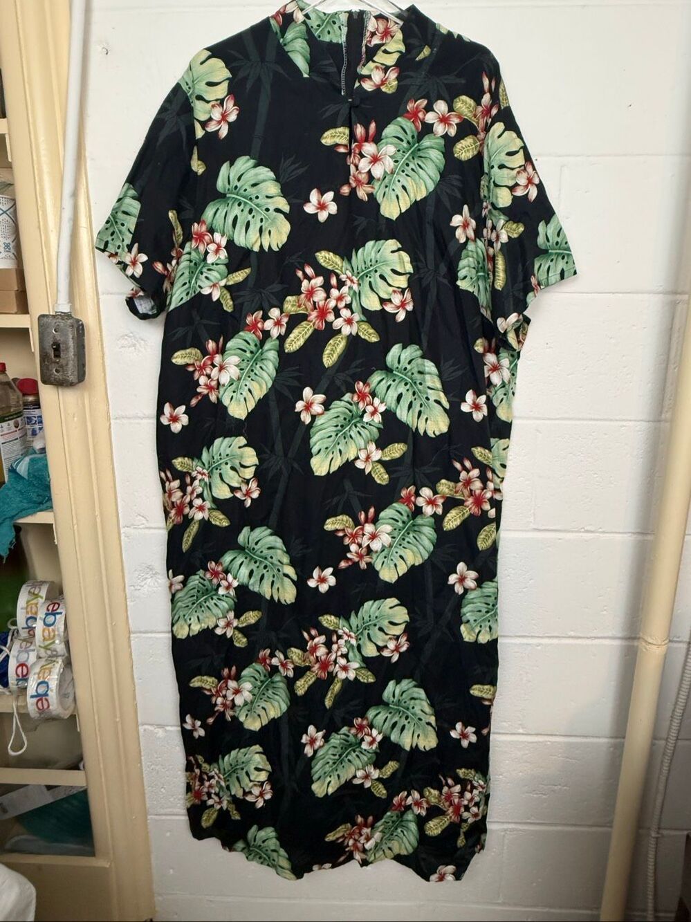 Hilo Hattie 3X Black Tropical Floral Maxi Muumuu Dress 100% Cotton Made in Hawai